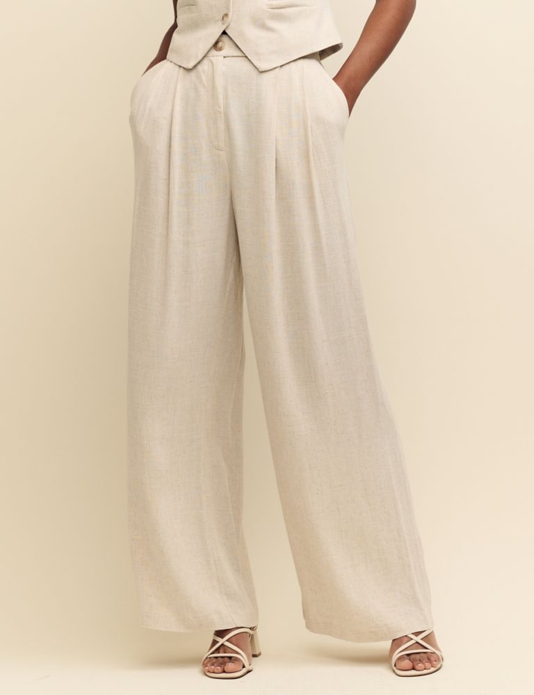 Wide Leg Trousers with Linen 1 of 4