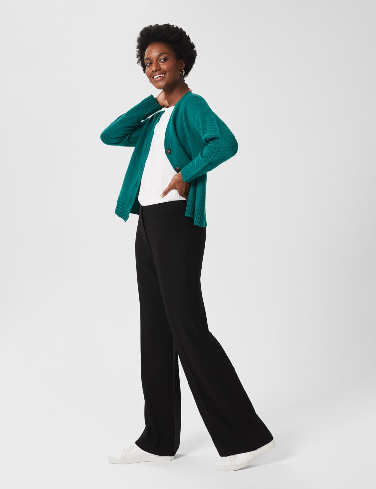 Black cotton wide leg trousers clearance