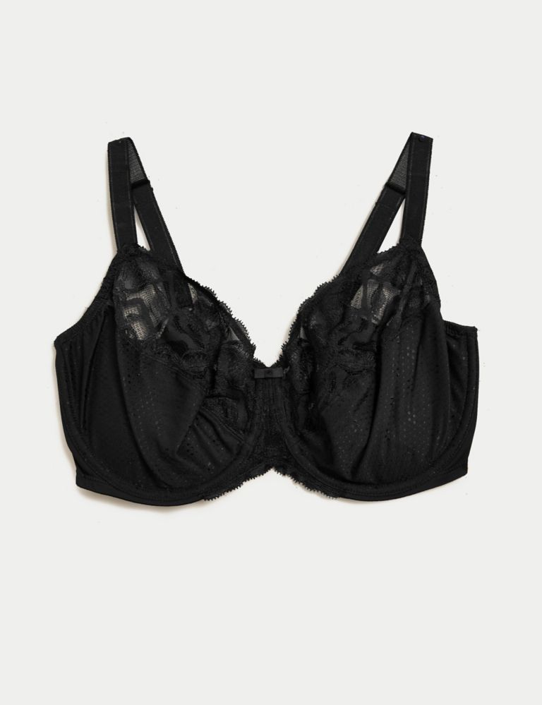 Marks & Spencer Women's Floral Lace Minimizer Full Cup, Black, 32C