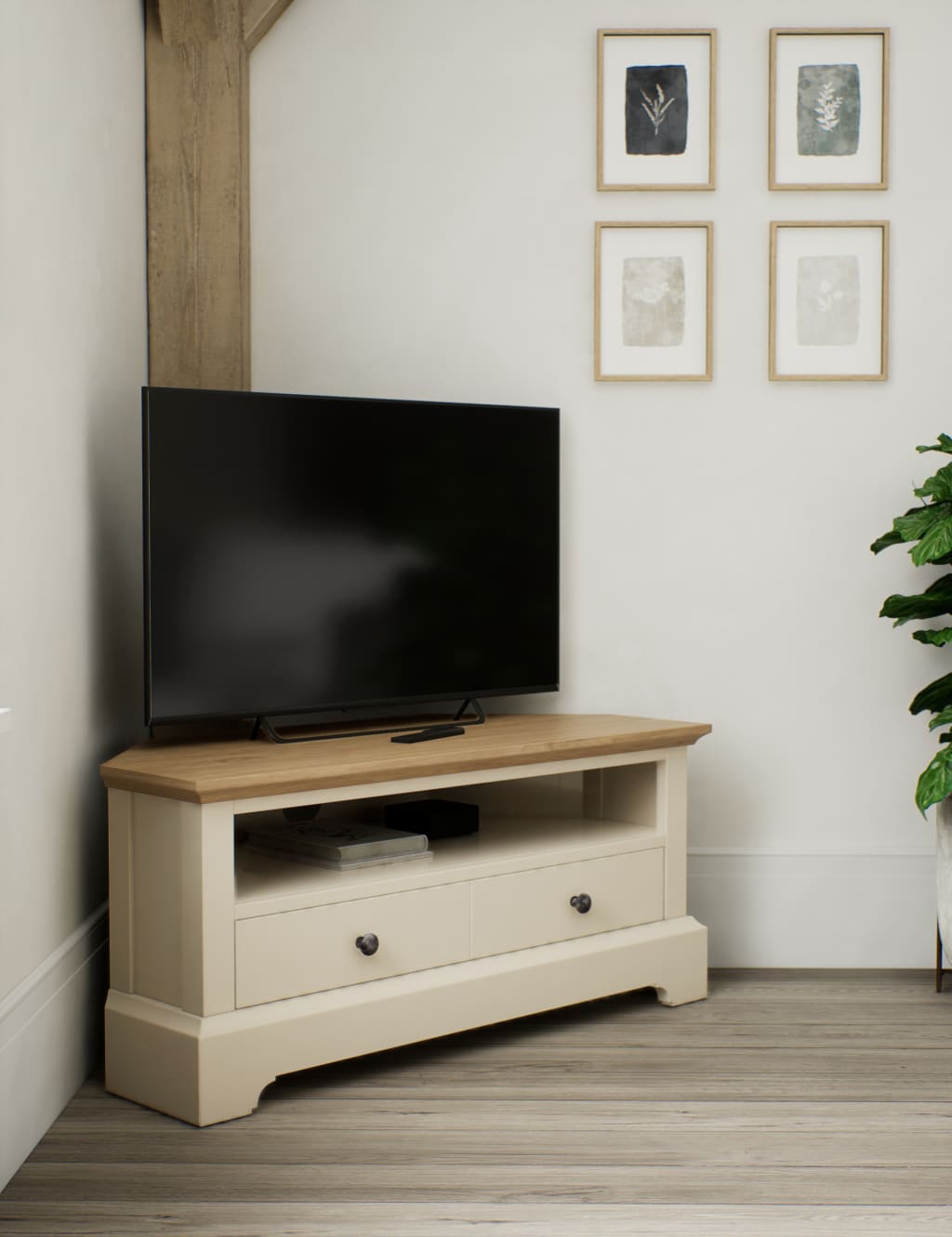 Corner tv unit white deals and oak