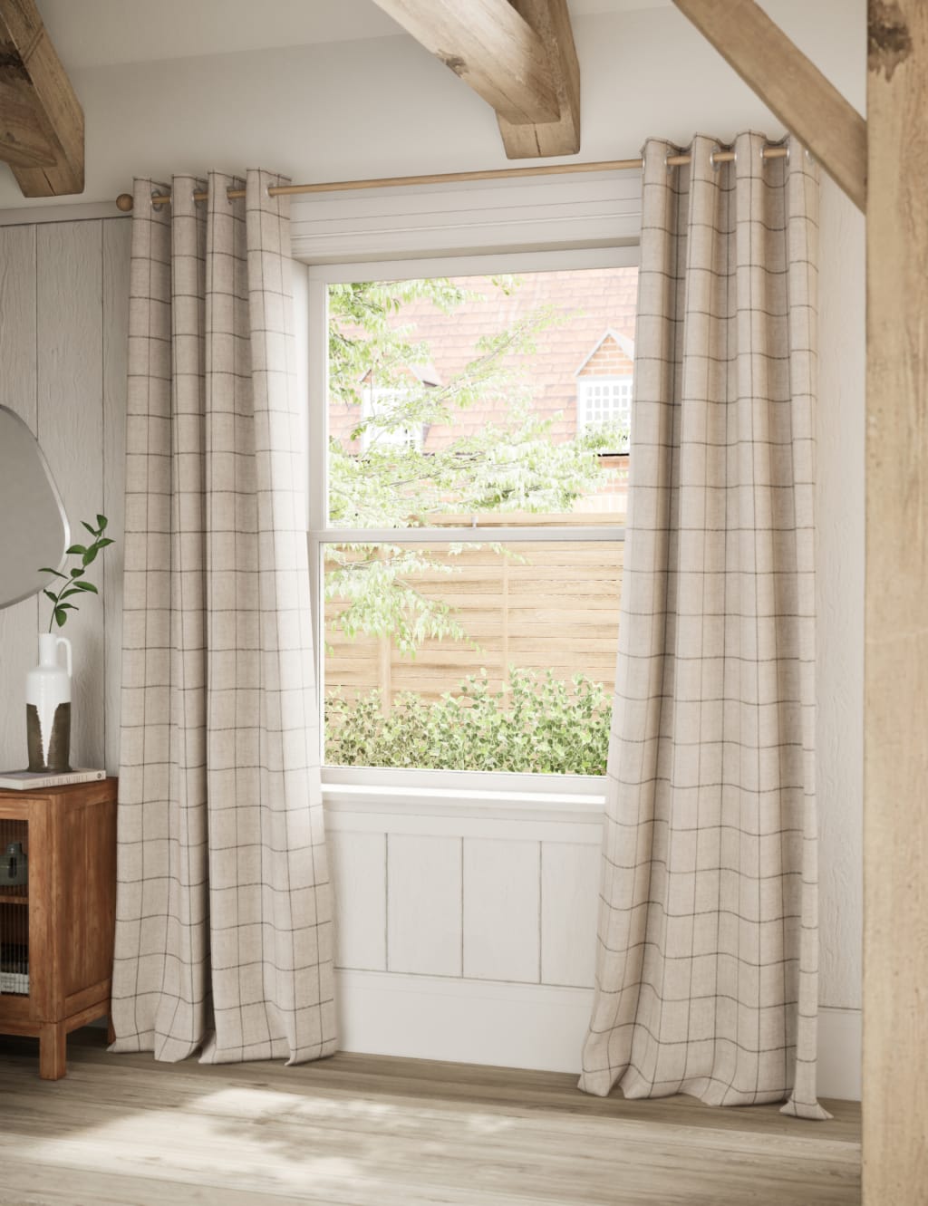 Windowpane Eyelet Blackout Curtains M&S Collection M&S