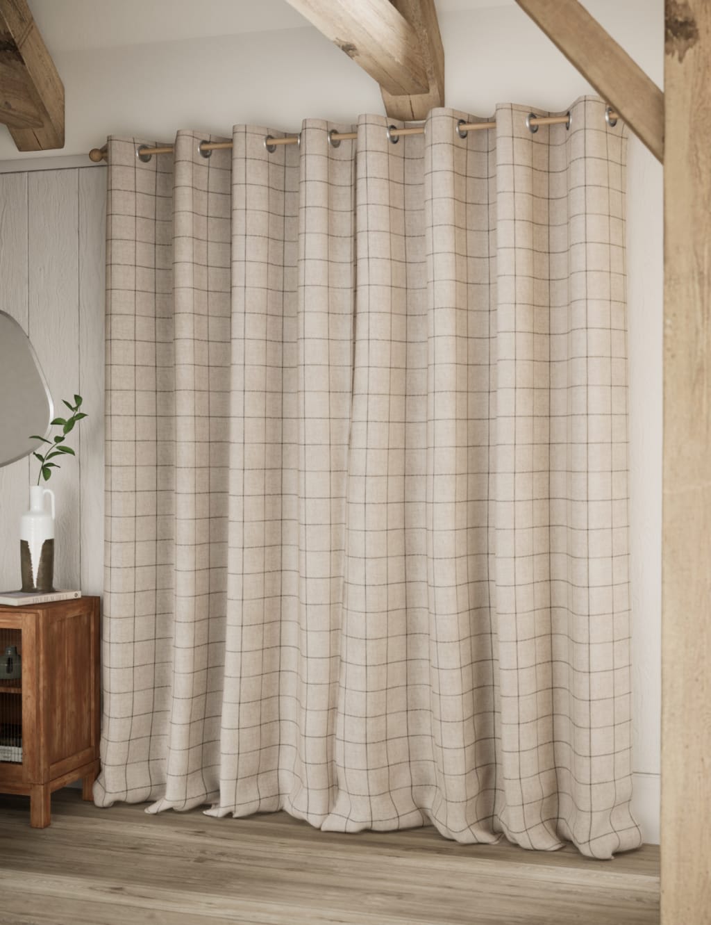 Windowpane Eyelet Blackout Curtains M&S Collection M&S