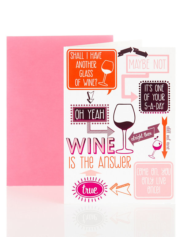 Wine Is The Answer Humour Card Image 1 of 2
