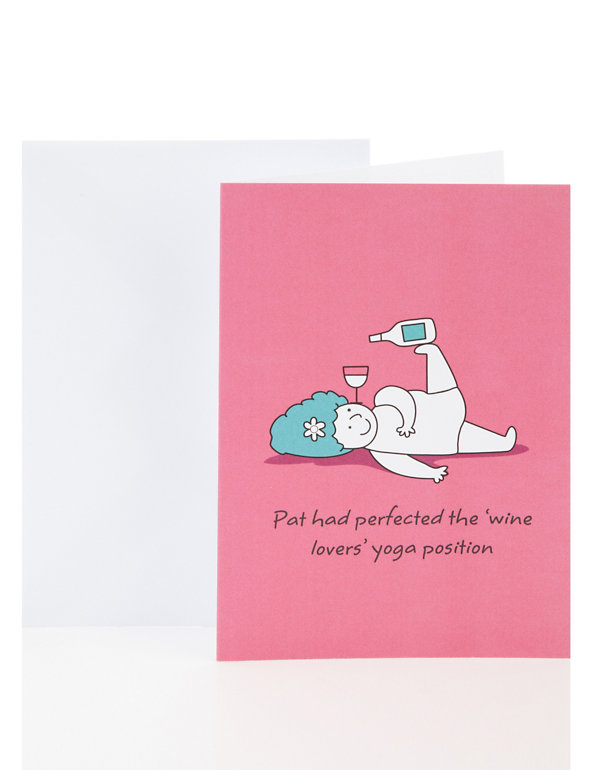 Wine Lovers Yoga Position Birthday Greetings Card Image 1 of 1