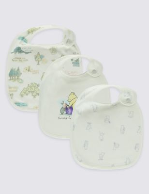 Winnie the Pooh 3 Pack Pure Cotton Baby Bibs Image 1 of 1