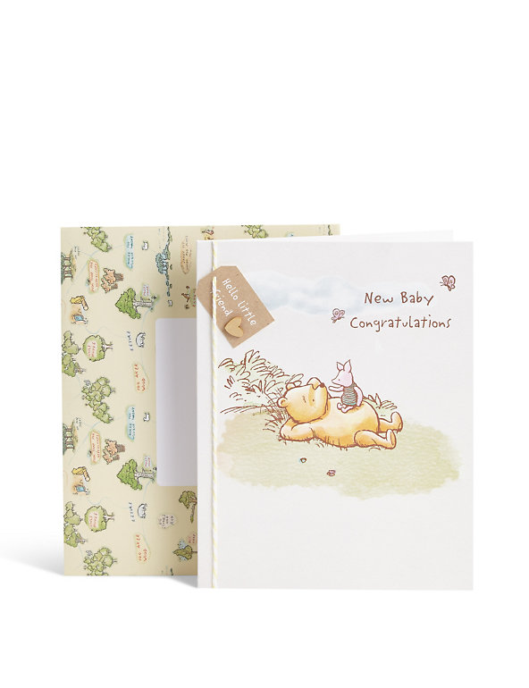 Winnie the Pooh New Baby Congratulations Card Image 1 of 2