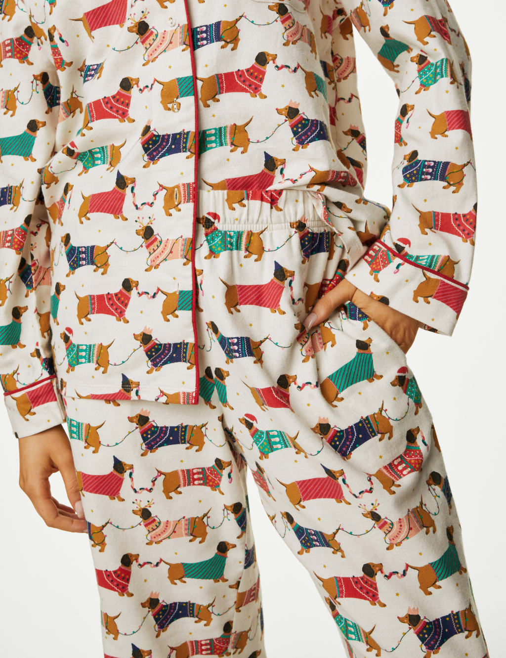 Women's Sausage Dog Family Christmas Pyjama Set M&S Collection M&S