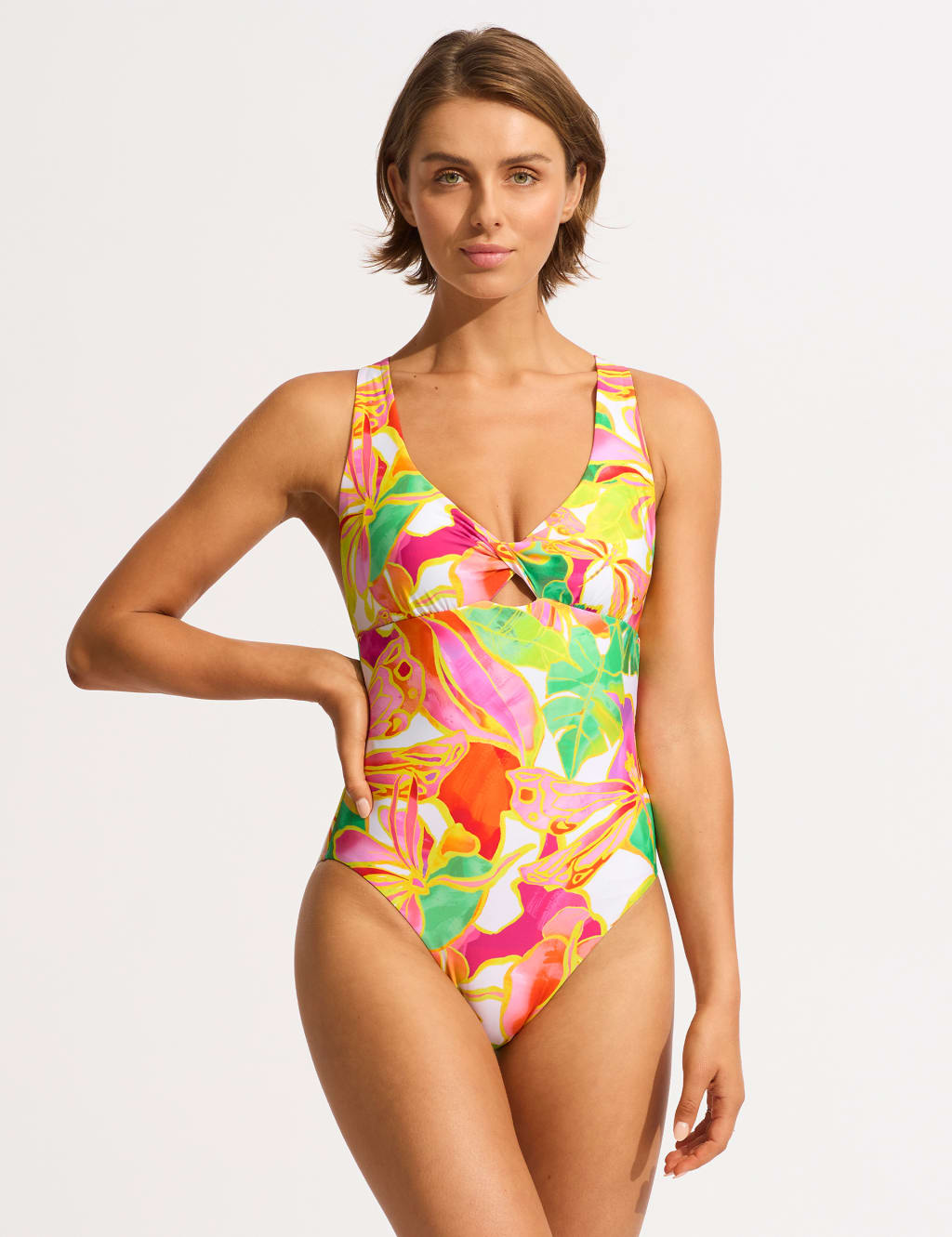 Twist front swimsuit best sale