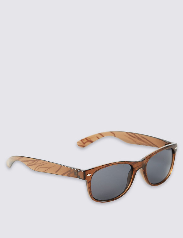 Wood Grain Retro Sunglasses Image 1 of 2