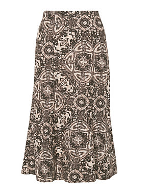 Woodblock Print Skirt with Linen Image 2 of 6