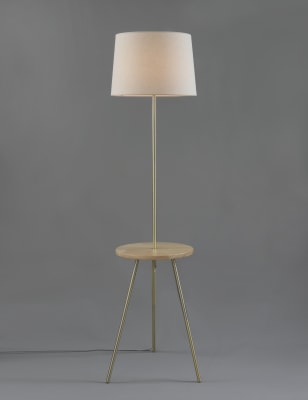 Wooden Circular Table Floor Lamp