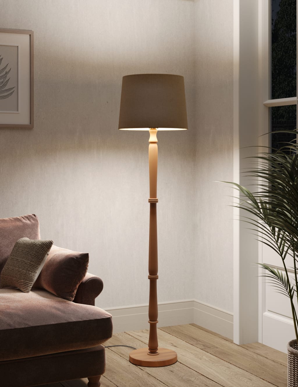 Wooden standard lamp base clearance