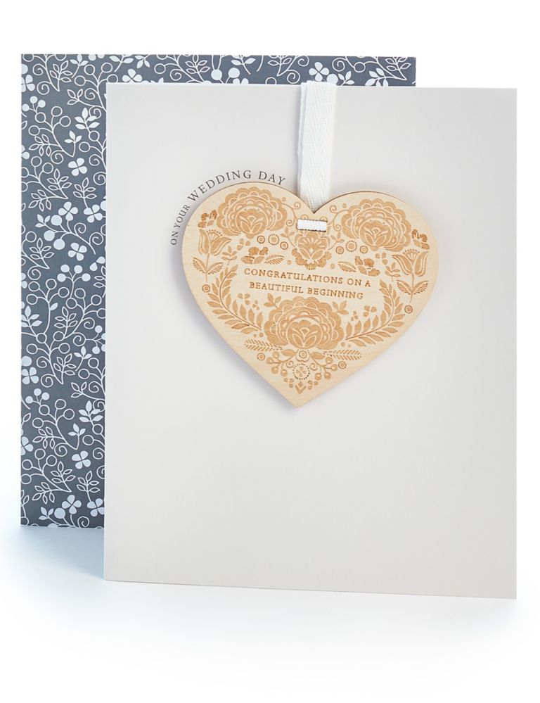 Wooden Heart Wedding Card 1 of 4