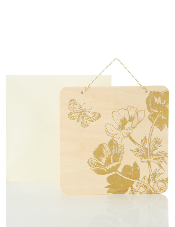 Wooden Keepsake Floral Blank Card Image 1 of 2