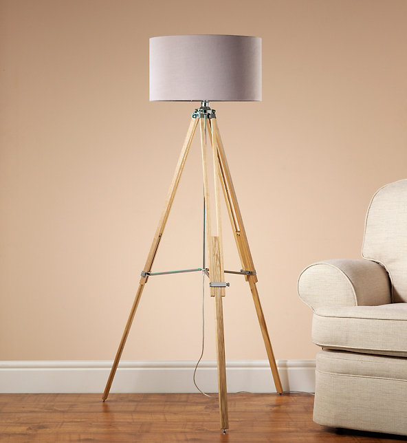 Wooden Tripod Floor Lamp | M&amp;S