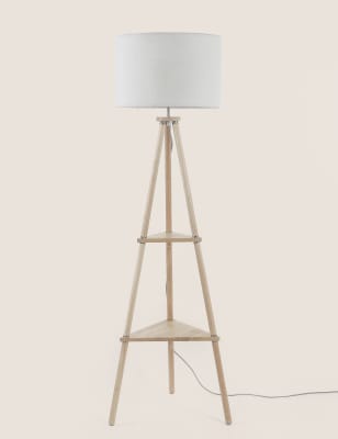 White wooden deals tripod floor lamp