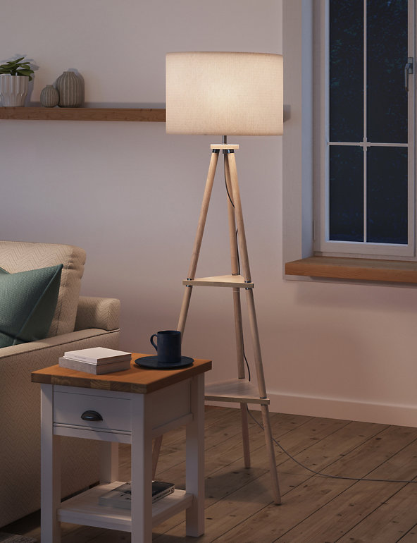 Wooden Tripod Floor Lamp | M&S