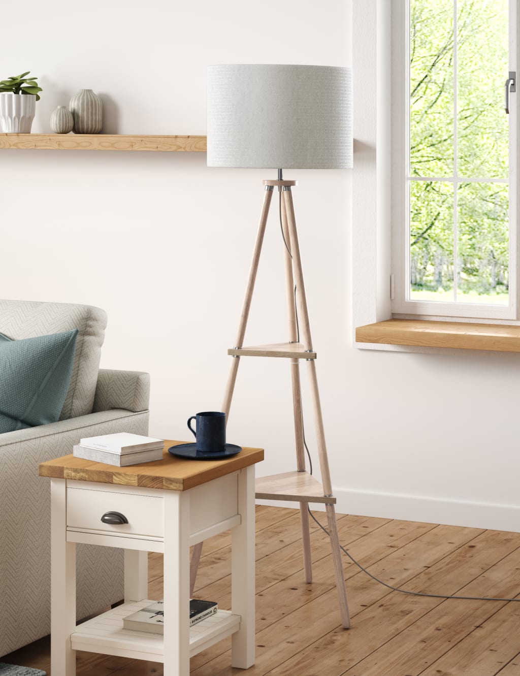 Wooden Tripod Floor Lamp 7 of 9