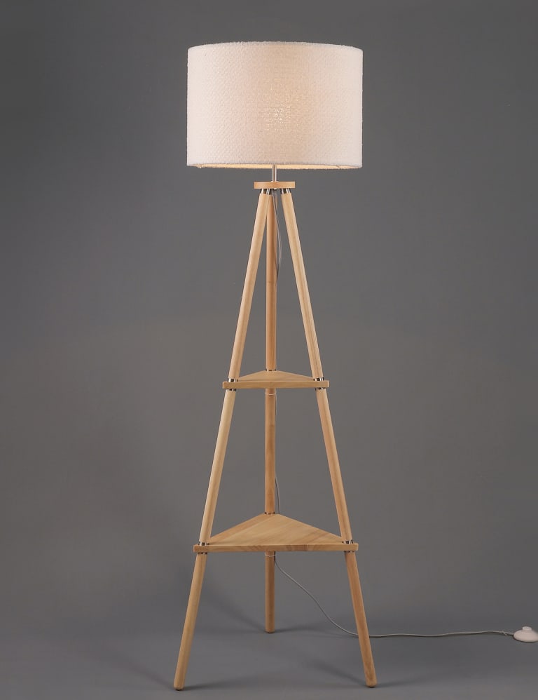 Wood floor lamp with shelves deals