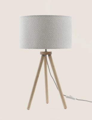 Wooden tripod cheap bedside lamp