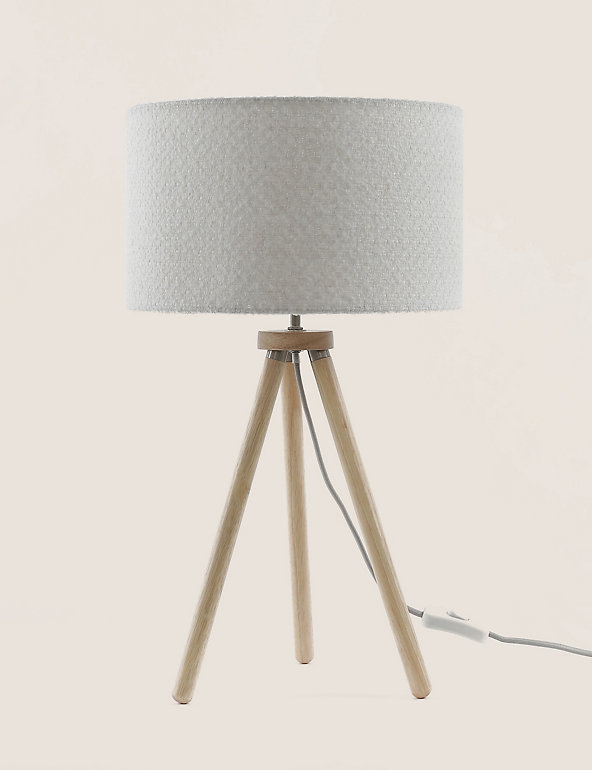 Wooden Tripod Table Lamp M S, Wooden Tripod Table Lamp With Grey Shade
