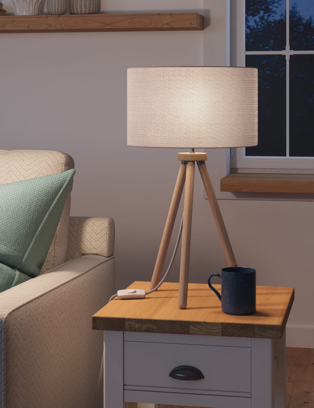 Wooden tripod table lamp outlet