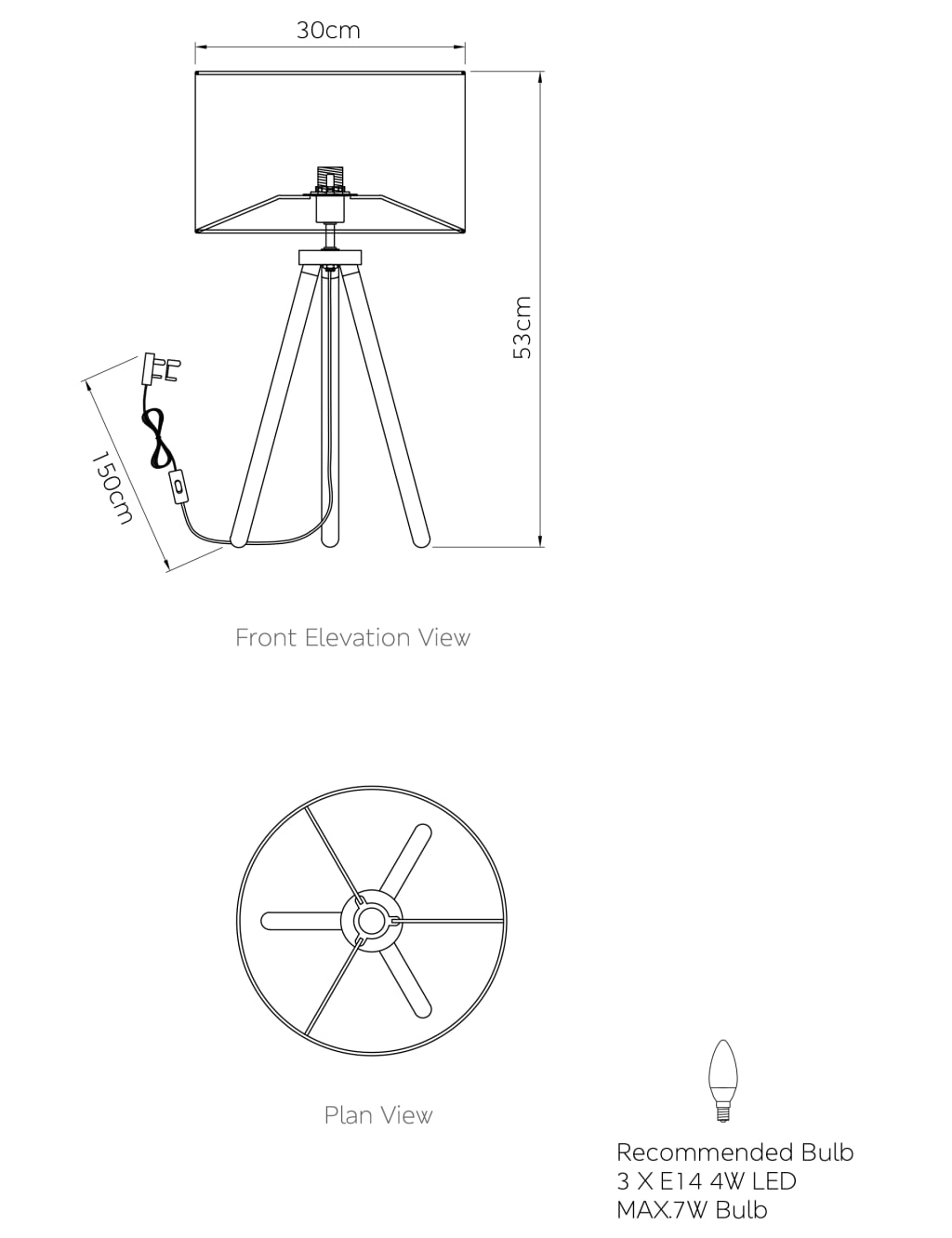 Wooden Tripod Table Lamp M&S Collection M&S