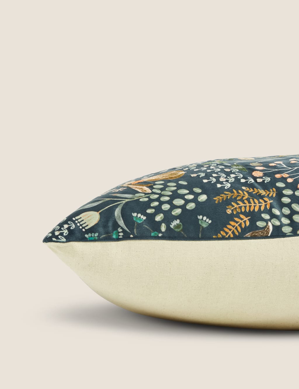 Woodland Print Embroidered Cushion 1 of 4