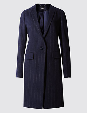 Wool Blend  Pinstriped Coat Image 2 of 5