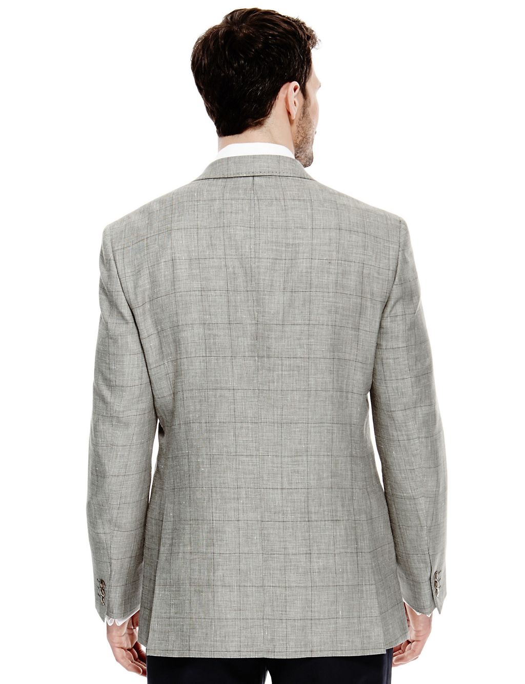 Wool Blend 2 Button Checked Jacket with Linen 6 of 7