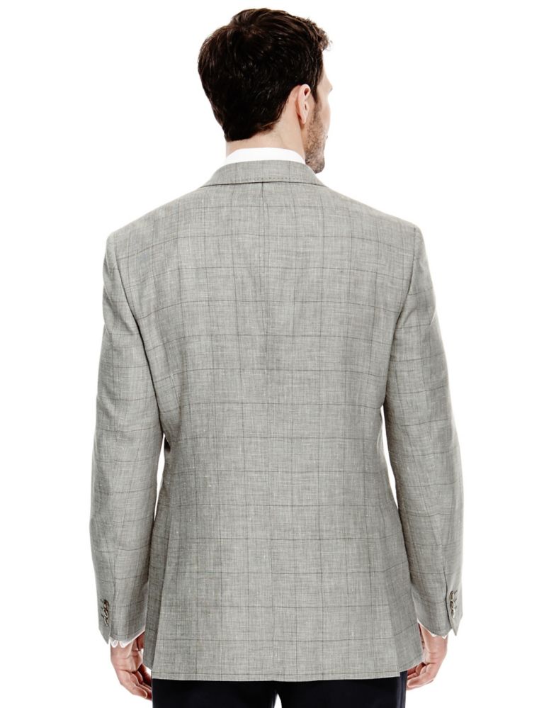Wool Blend 2 Button Checked Jacket with Linen 4 of 7