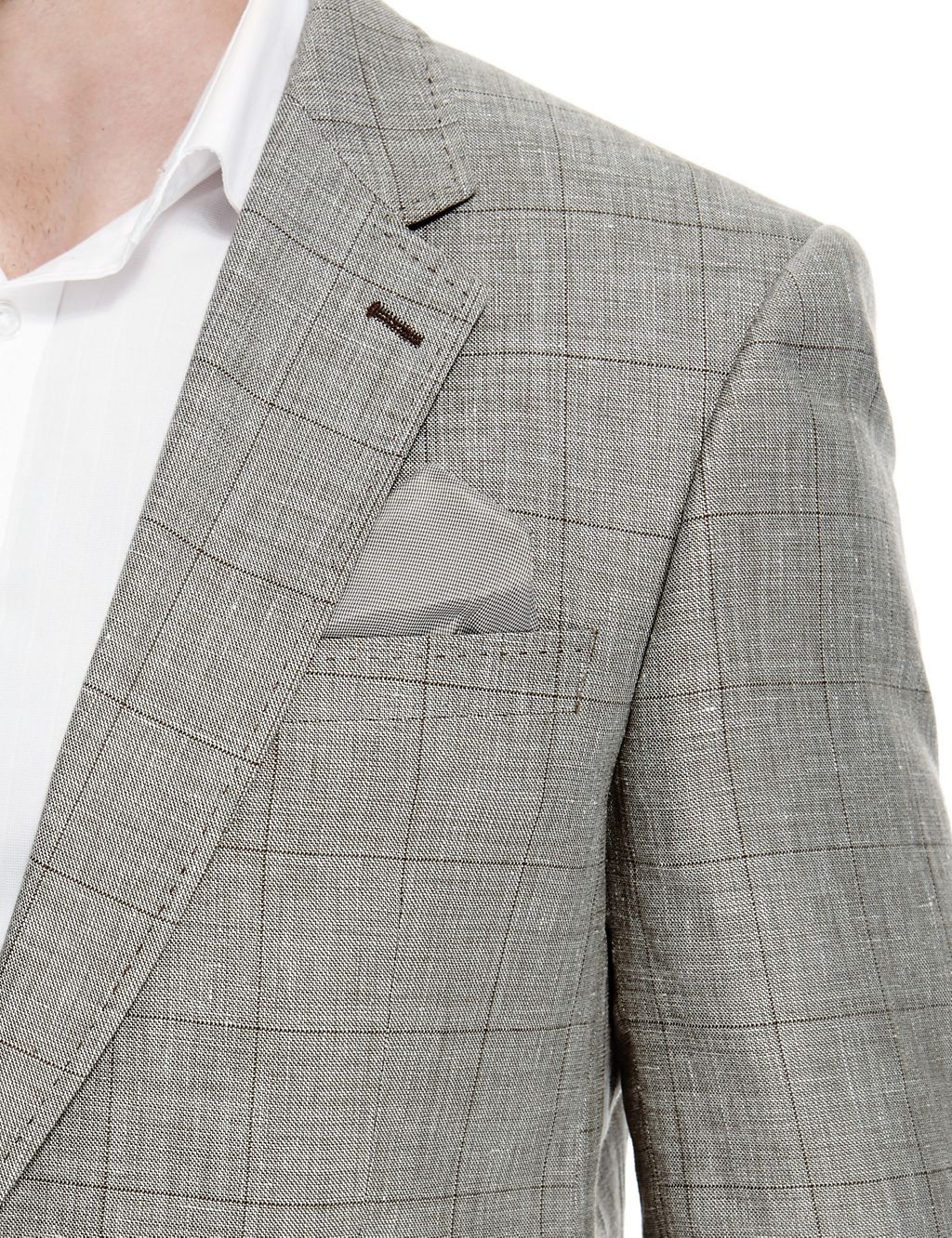 Wool Blend 2 Button Checked Jacket with Linen 7 of 7