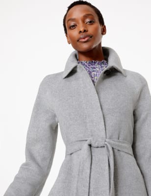 Grey wool car clearance coat