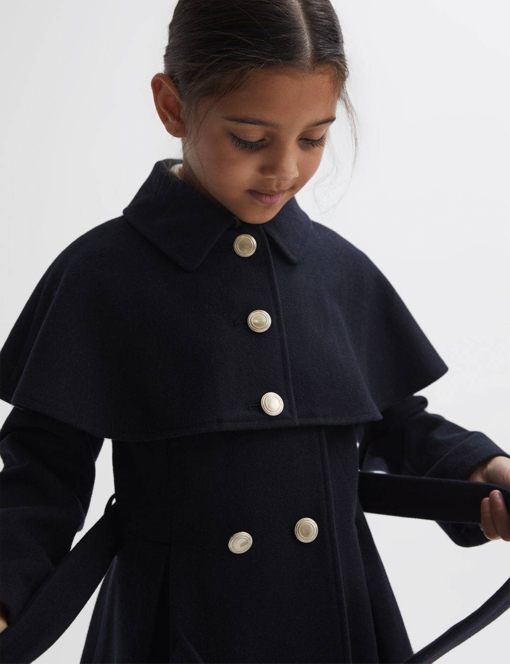 Wool Blend Belted Coat (4-14 Yrs) 4 of 5