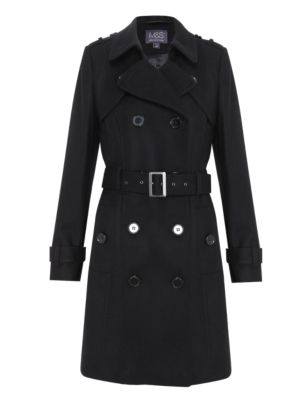 Wool Blend Belted Trench Coat Image 2 of 7