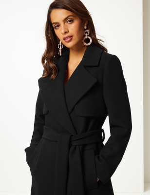 Ladies black wrap hot sale coat