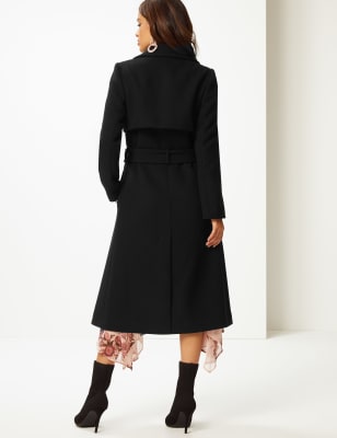 Wool blend belted wrap on sale coat