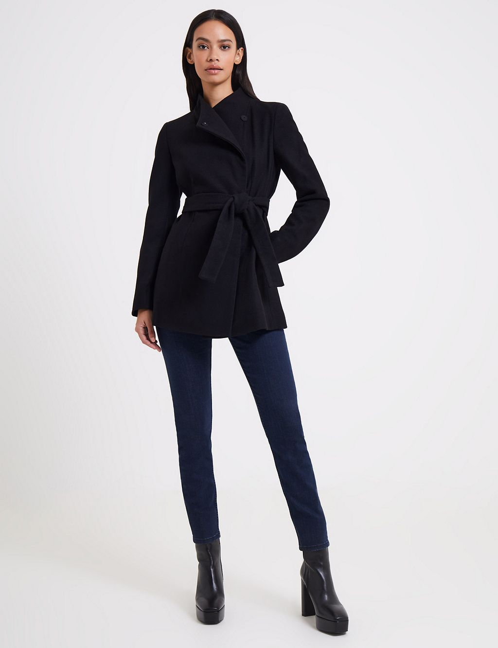Wool Blend Belted Wrap Coat 3 of 4