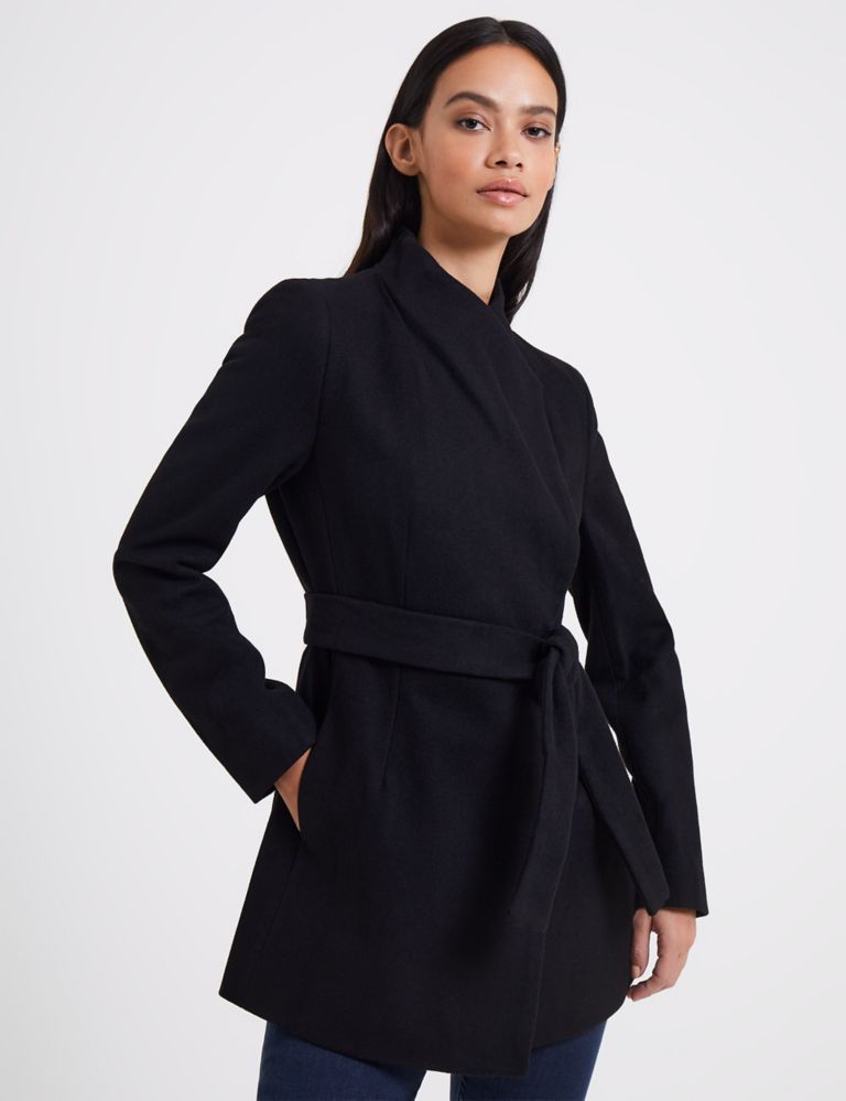 Wool Blend Belted Wrap Coat | French Connection | M&S