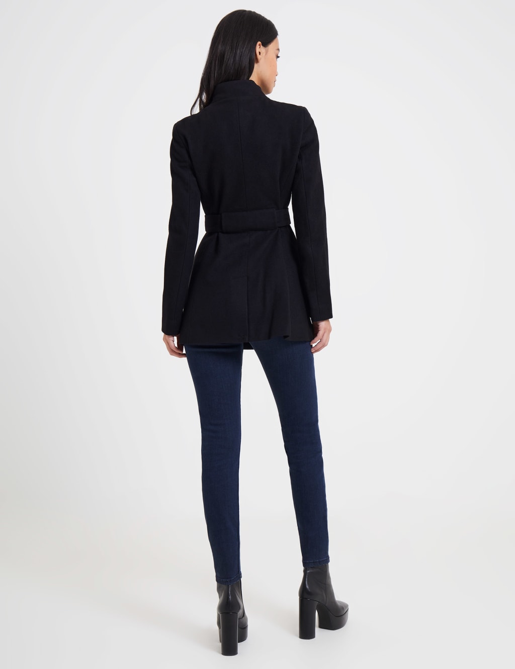Short black belted coat store