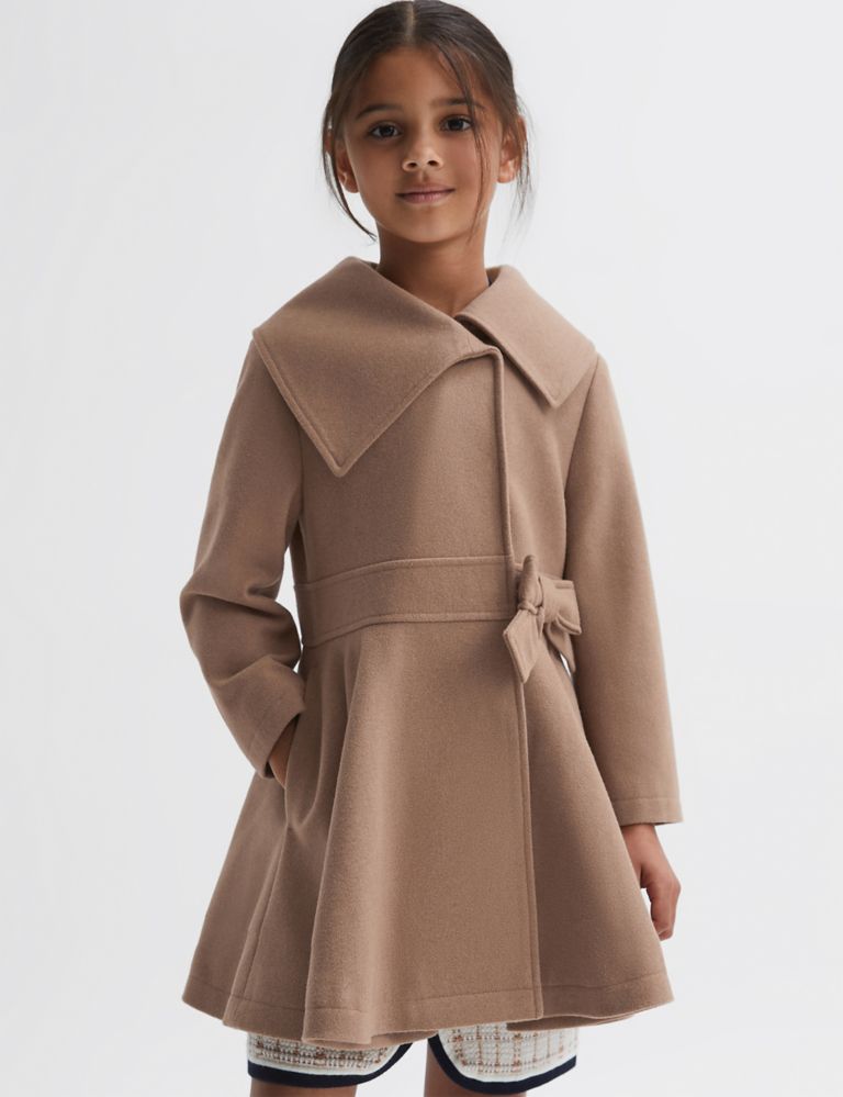 Wool Blend Bow Detail Coat (4-14 Yrs) 1 of 5