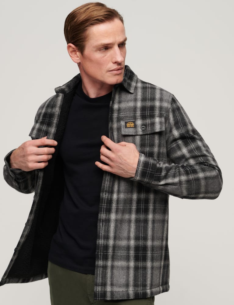 Wool Blend Check Overshirt 1 of 3