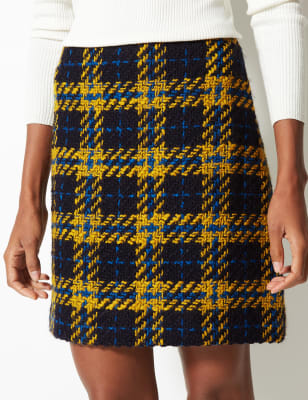 marks and spencer checked skirt