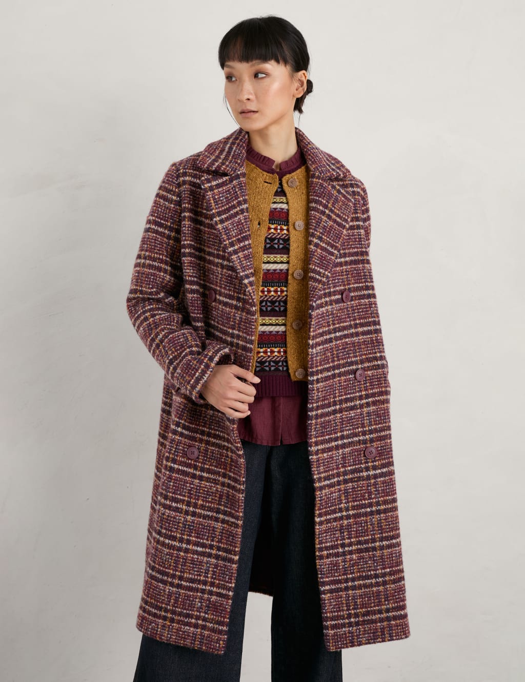 Wool Blend Checked Longline Duster Coat | Seasalt Cornwall | M&S