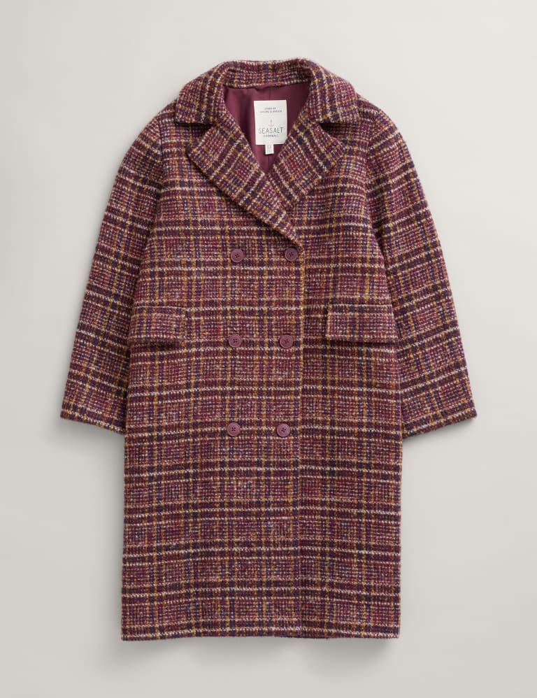 Wool Blend Checked Longline Duster Coat Seasalt Cornwall M S