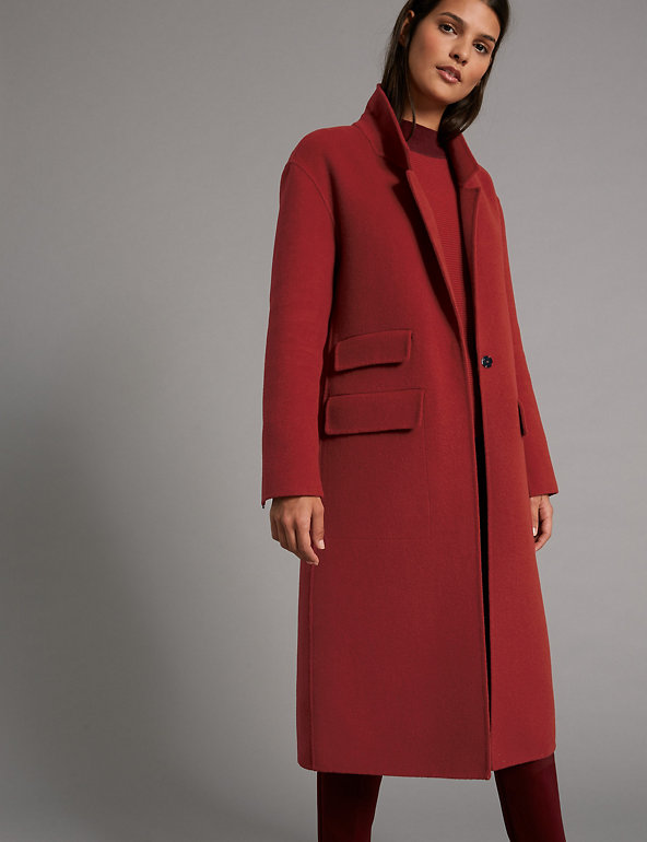 Wool Blend Coat Autograph M S, Wool Blend Red Trench Coat