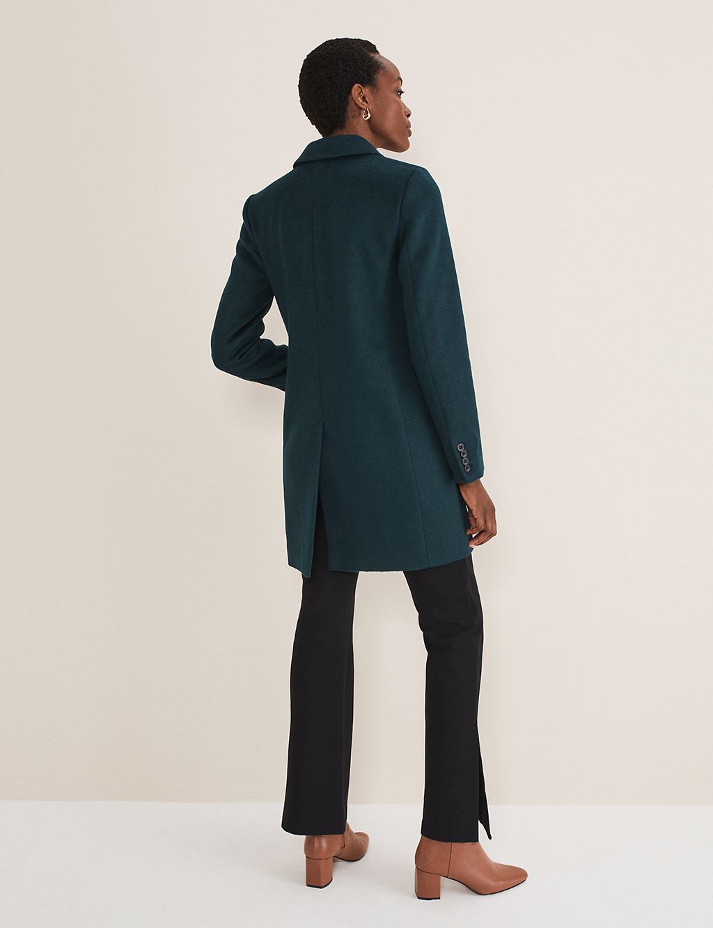 Wool Blend Collared Tailored Coat 4 of 6