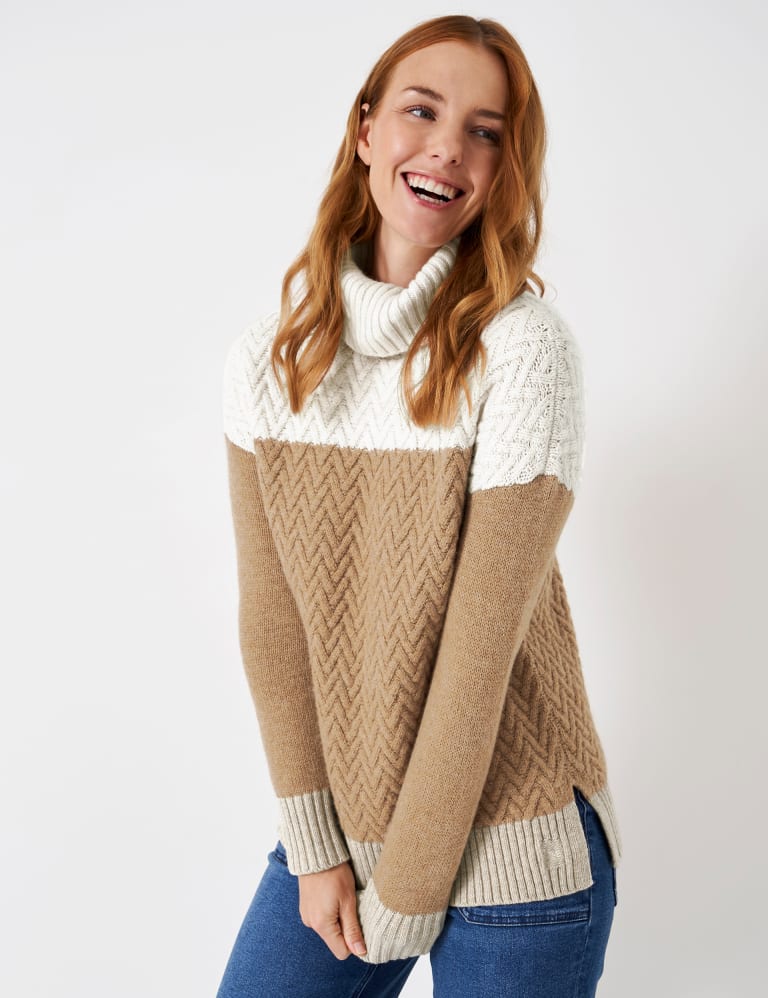 Colour block roll neck jumper sale