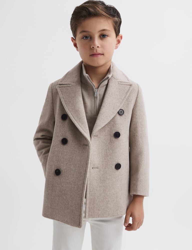 Double breasted wool blend jacket online