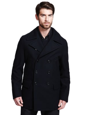 Wool blend hot sale peacoat mens